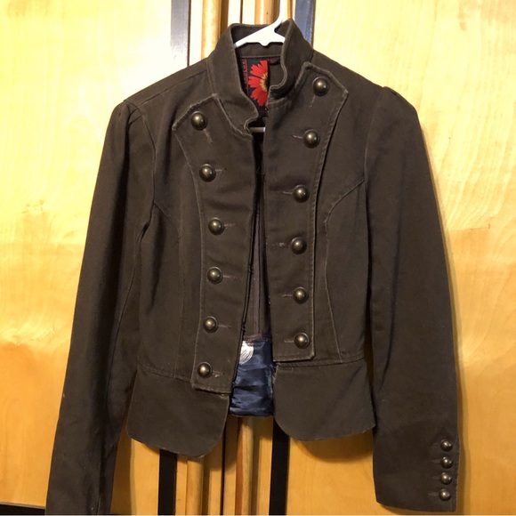 Vintage Jacket Blazer Jacket by Debbie Shuchat 100% Cotton in Brown, Size 4 - Picture 4 of 10